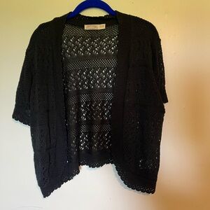 Faded Glory Black Cardigan Sweater Open Front